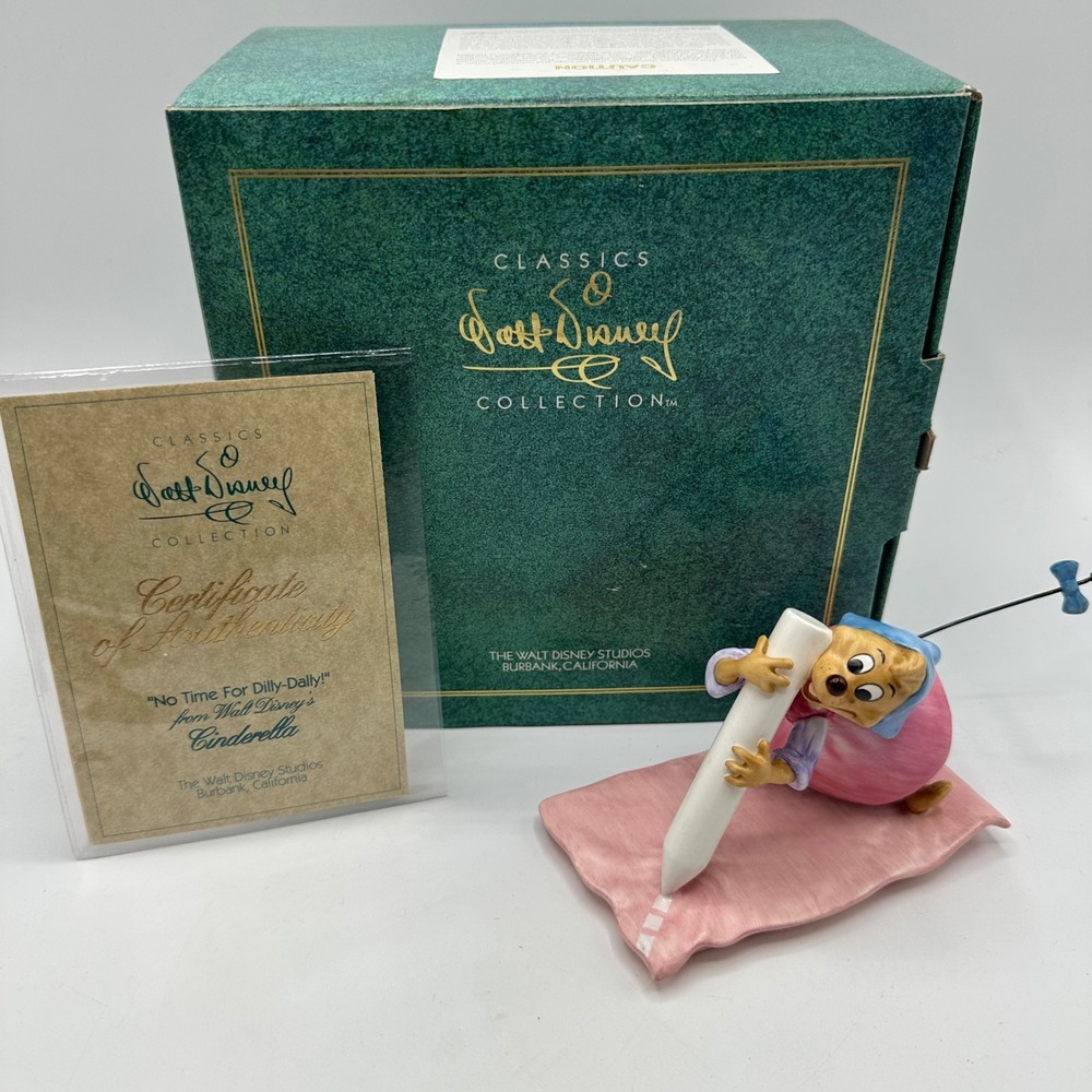 Disney WDCC Cinderella Chalk Mouse No Time For Dilly-Dally Figurine Box COA